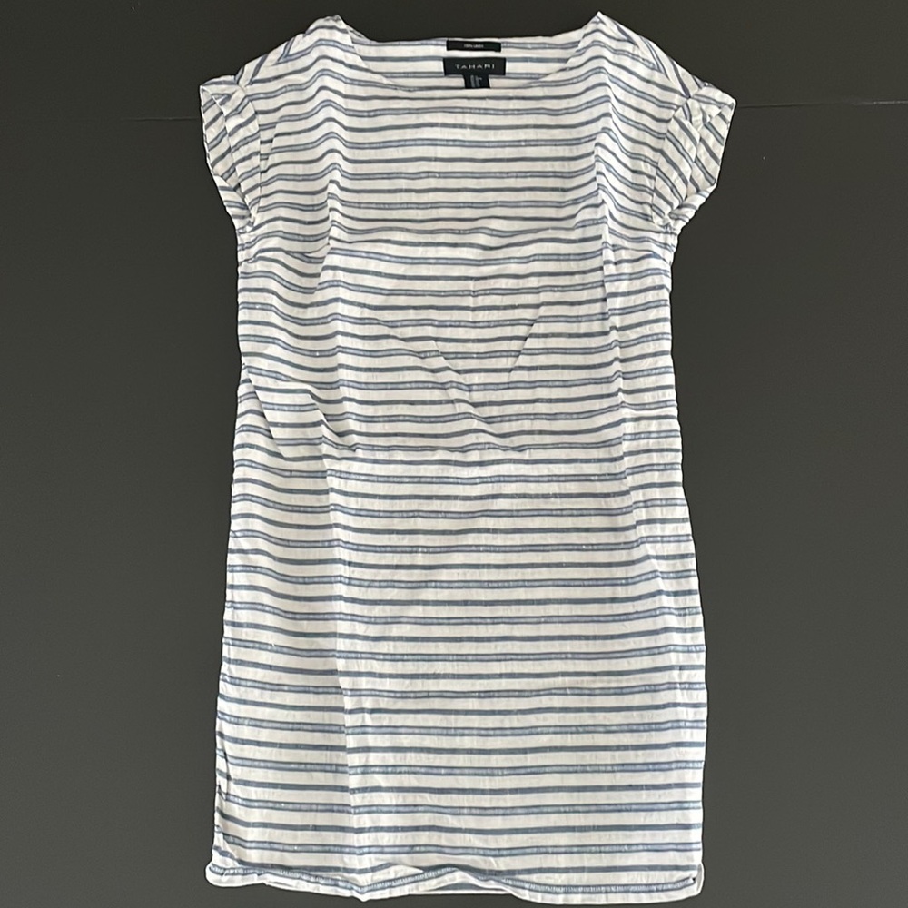 Tahari Linen Striped Dress